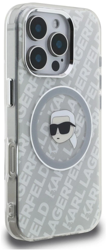 „Karl Lagerfeld IML“ „Karl Head“ logotipo „MagSafe“ dėklas, skirtas „iPhone 16 Pro“ – pilkas