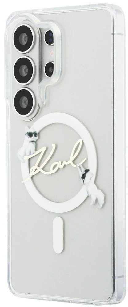 Karl Lagerfeld IML Choupette Karl Script Logo Magnetic dėklas skirtas Samsung Galaxy S26 Ultra Transparent