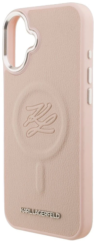 Dėklas Karl Lagerfeld Initial & Metal Logo MagSafe Case for iPhone 16 Plus - Rožinė
