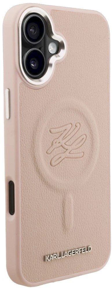 Dėklas Karl Lagerfeld Initial & Metal Logo MagSafe Case for iPhone 16 Plus - Rožinė