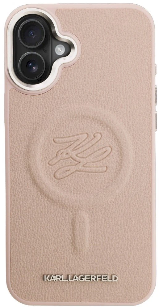 Dėklas Karl Lagerfeld Initial & Metal Logo MagSafe Case for iPhone 16 Plus - Rožinė