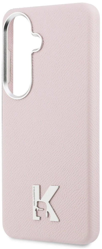 Dėklas Karl Lagerfeld K Metal Logo MagSafe Samsung Galaxy S26 rožinės spalvos