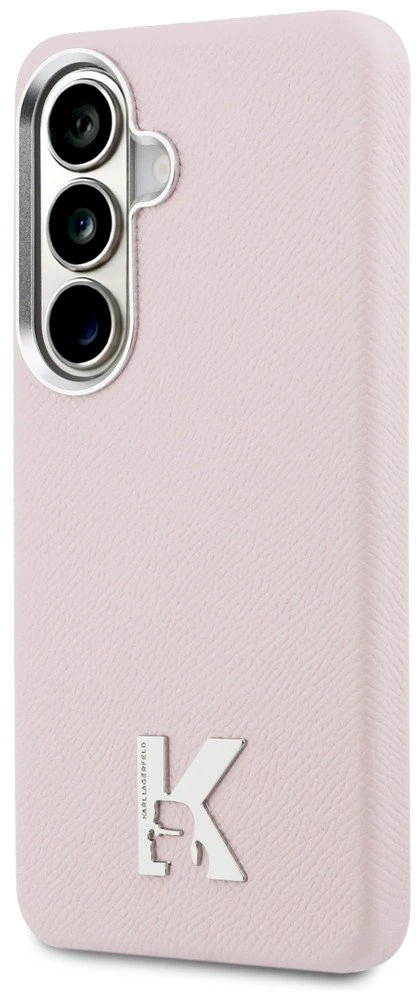 Dėklas Karl Lagerfeld K Metal Logo MagSafe Samsung Galaxy S26 rožinės spalvos