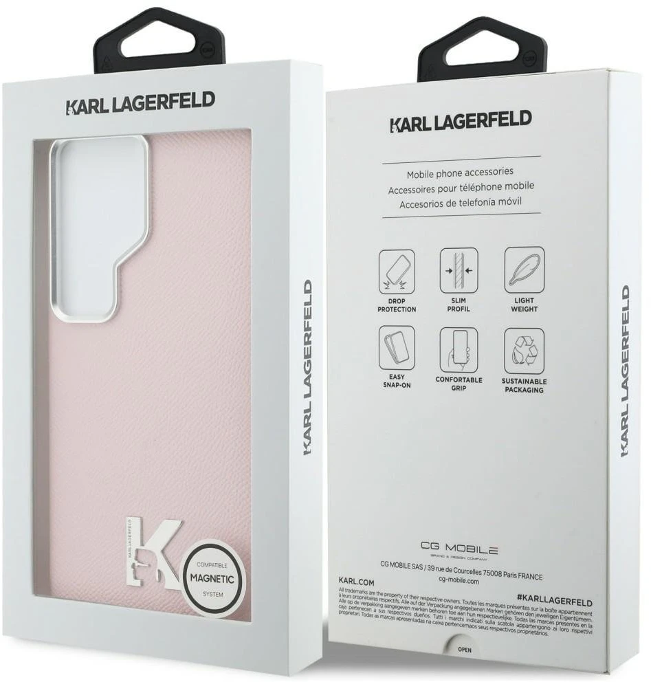 Telefono dėklas MagSafe Galaxy S26 Ultra, rožinis Karl Lagerfeld