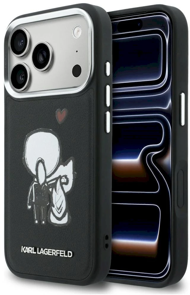 „Karl Lagerfeld“ „Karl & Choupette“ logotipo „MagSafe“ dėklas, skirtas „iPhone 17 Pro“ – Juodas
