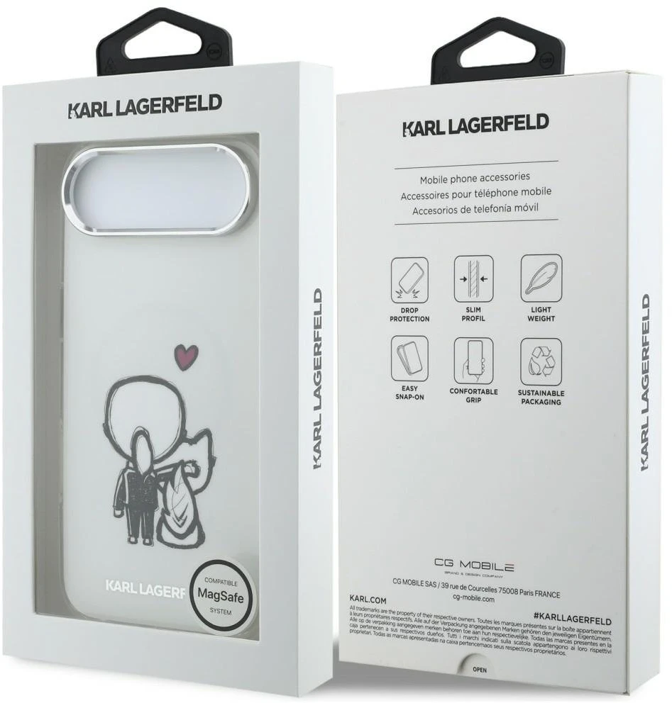„Karl Lagerfeld Karl & Choupette Back MagSafe“ dėklas, skirtas „iPhone Air“ – skaidrus