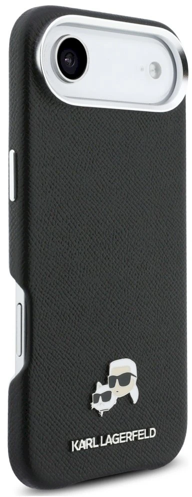 Karl Lagerfeld Karl & Choupette Head Pins Saffiano MagSafe dėklas iPhone Air - Juodas