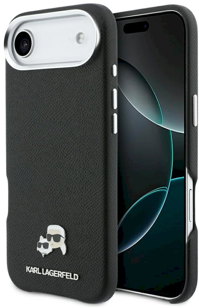 Karl Lagerfeld Karl & Choupette Head Pins Saffiano MagSafe dėklas iPhone Air - Juodas