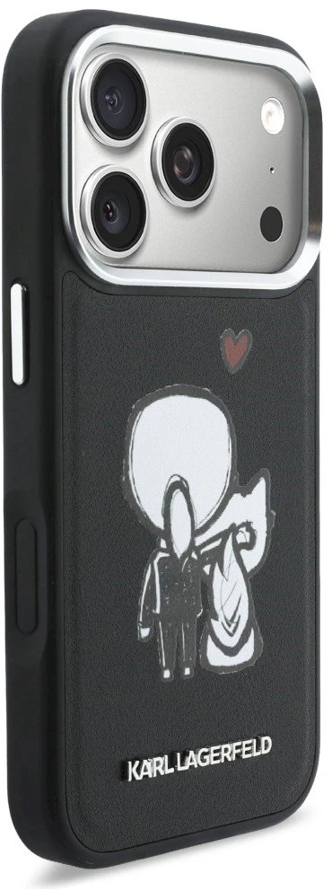 „Karl Lagerfeld“ „Karl & Choupette“ logotipo „MagSafe“ dėklas, skirtas „iPhone 17 Pro“ – Juodas
