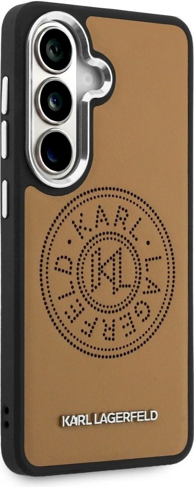 Dėklas Karl Lagerfeld Perforated KL MagSafe Samsung Galaxy S26 rudos spalvos