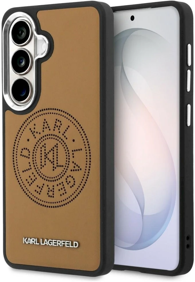 Dėklas Karl Lagerfeld Perforated KL MagSafe Samsung Galaxy S26 rudos spalvos