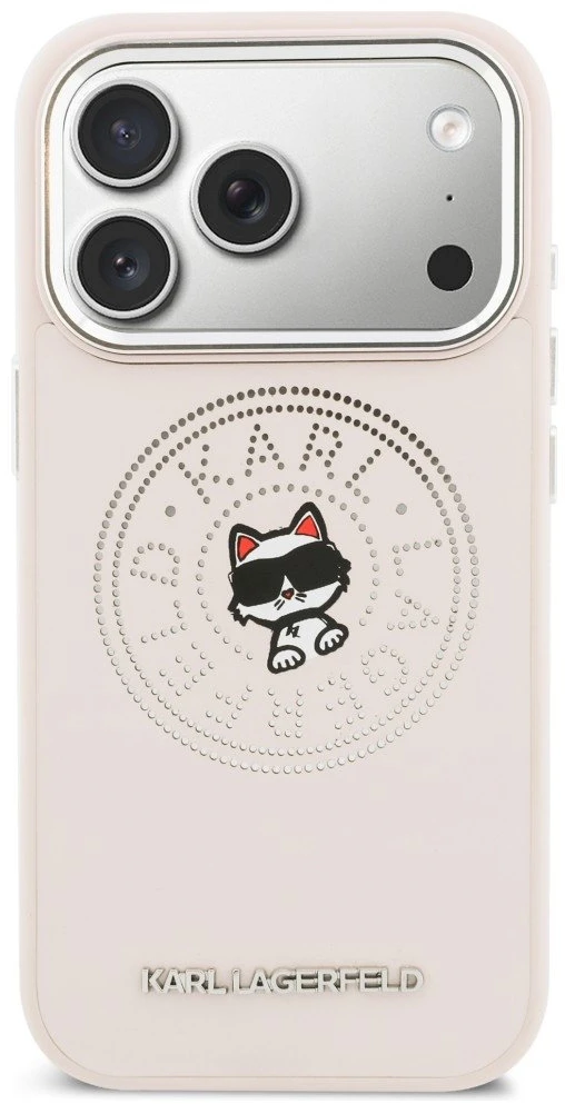 Dėklas Karl Lagerfeld Point & Choupette Sketch MagSafe Case for iPhone 17 Pro Max - Rožinė