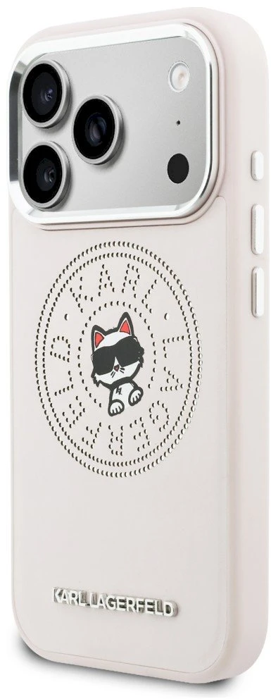 Dėklas Karl Lagerfeld Point & Choupette Sketch MagSafe Case for iPhone 17 Pro Max - Rožinė