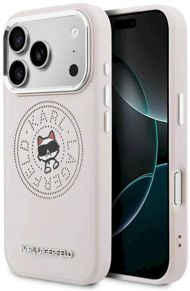 Dėklas Karl Lagerfeld Point & Choupette Sketch MagSafe Case for iPhone 17 Pro - Rožinė