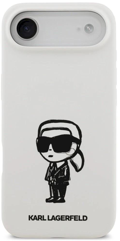 „Karl Lagerfeld“ silikoninis „Karl Sketch & Logo MagSafe“ dėklas, skirtas „iPhone 17 Air“ – Baltas
