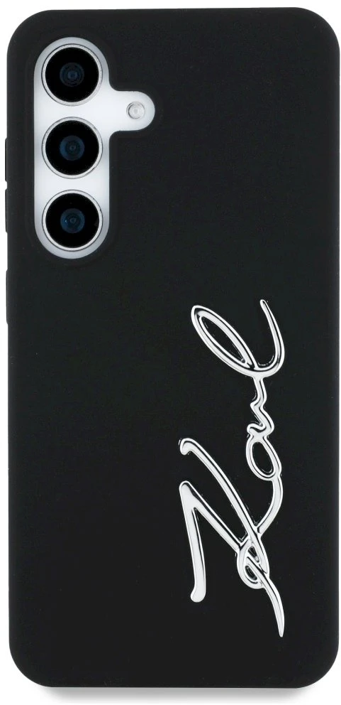 Dėklas Karl Lagerfeld Silicone Metal Signature Logo Samsung Galaxy S25 juodos spalvos