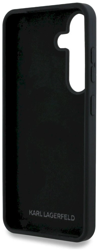 Dėklas Karl Lagerfeld Silicone Metal Signature Logo Samsung Galaxy S25 juodos spalvos