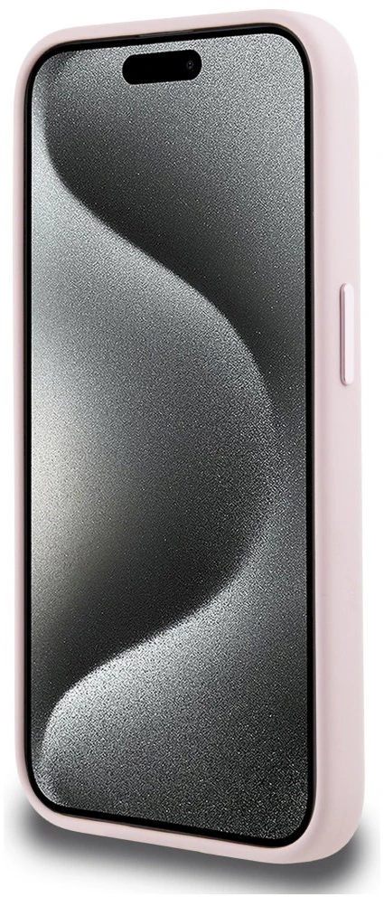 Dėklas Karl Lagerfeld Silicone Shadow Metal Initial MagSafe Apple iPhone 15 Pro rožinės spalvos