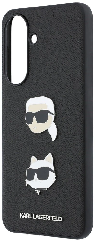 Karl Lagerfeld Liquid Silicone Metal Karl and Choupette dėklas skirtas Samsung Galaxy A37 juodos spalvos