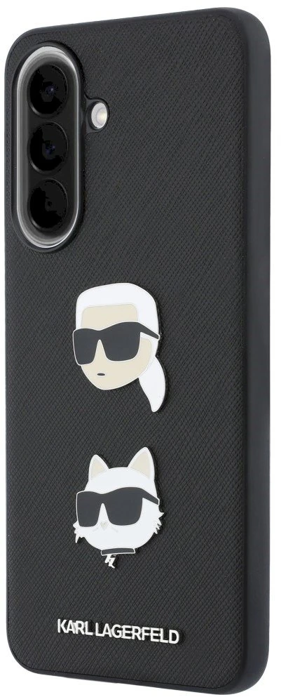 Karl Lagerfeld Liquid Silicone Metal Karl and Choupette dėklas skirtas Samsung Galaxy A37 juodos spalvos