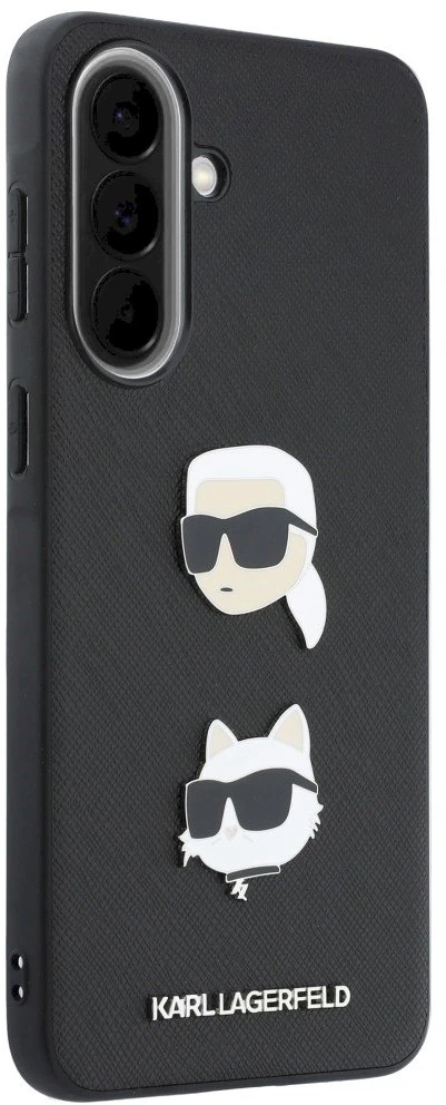 Karl Lagerfeld Liquid Silicone Metal Karl and Choupette dėklas skirtas Samsung Galaxy A37 juodos spalvos