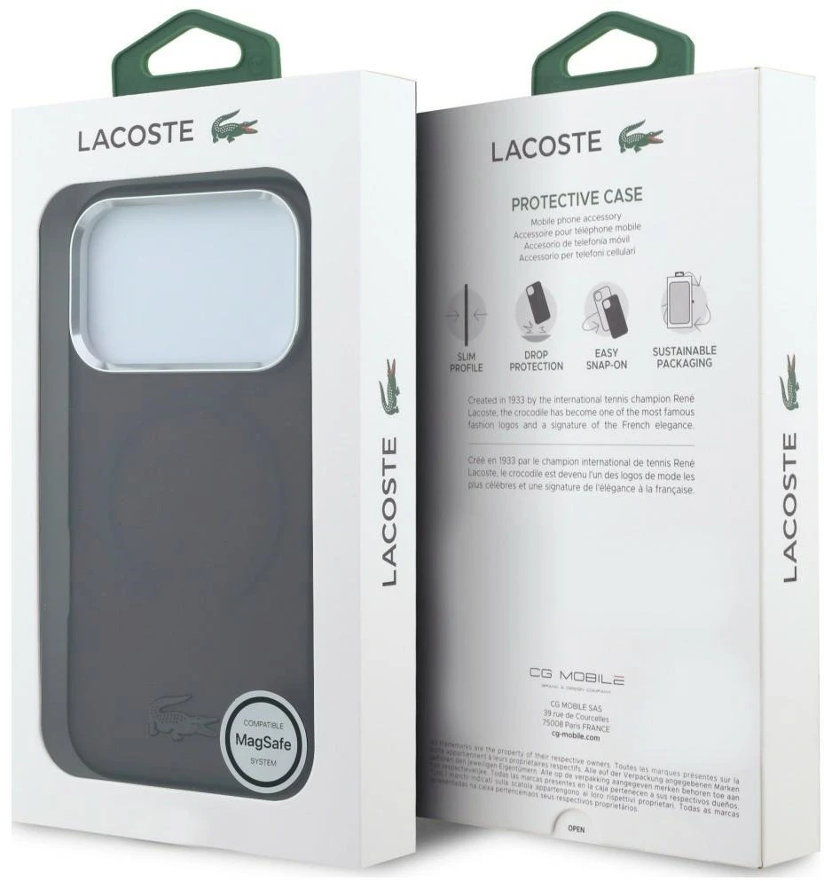 Dėklas Lacoste IML šerkšnotas MagSafe, skirtas iPhone 18 Pro Max / 17 Pro Max / bordinė spalva