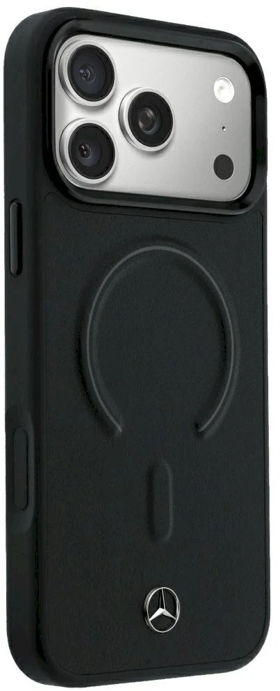 Dėklas Mercedes Leather 3D MagSafe Case for iPhone 18 Pro Max / 17 Pro Max - Juodas