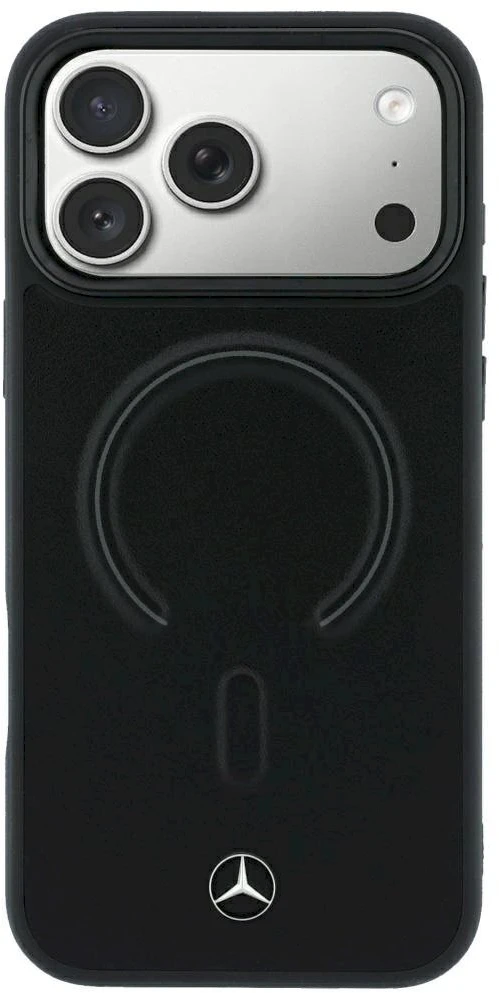 Dėklas Mercedes Leather 3D MagSafe Case for iPhone 18 Pro Max / 17 Pro Max - Juodas