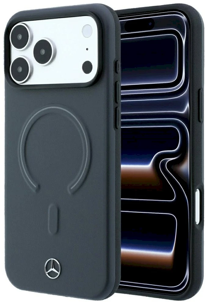 Mercedes Leather 3D MagSafe dėklas, skirtas iPhone 18 Pro Max / 17 Pro Max - antracitas