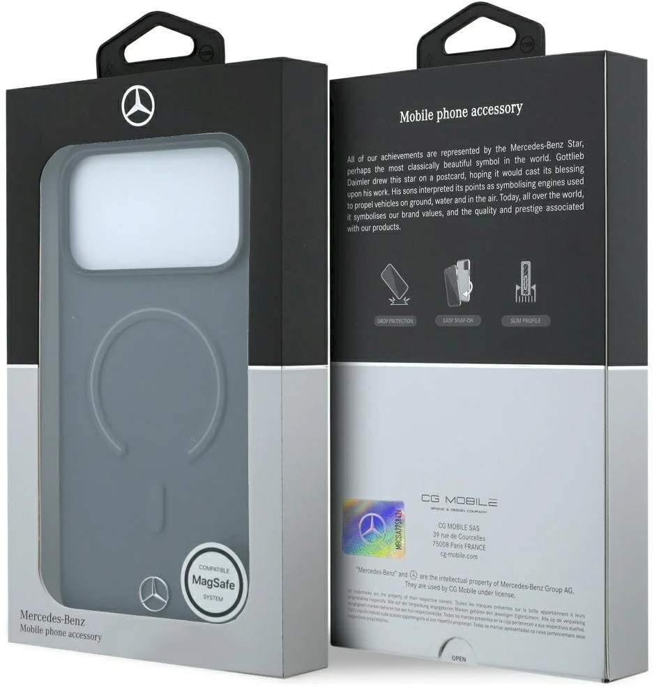 Mercedes Leather 3D MagSafe dėklas, skirtas iPhone 18 Pro Max / 17 Pro Max - antracitas