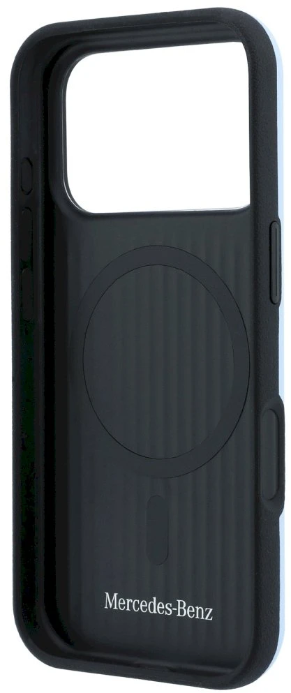 Dėklas Mercedes Leather Semi Wrap Iconic Line MagSafe Case, skirtas iPhone 18 Pro Max / 17 Pro Max - Mėlyna