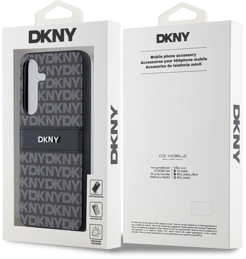 Samsung Galaxy S24 DKNY Odinis Dėklas Mono Stripe & Metal Logo (DKHCS24SPRTHSLK) juodos spalvos