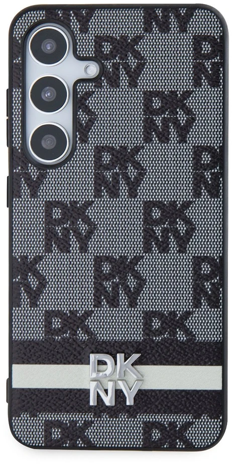 Samsung Galaxy S24 DKNY Odinis Dėklas Checkered Mono Pattern & Printed Stripes (DKHCS24SPCPTSSK) juodos spalvos