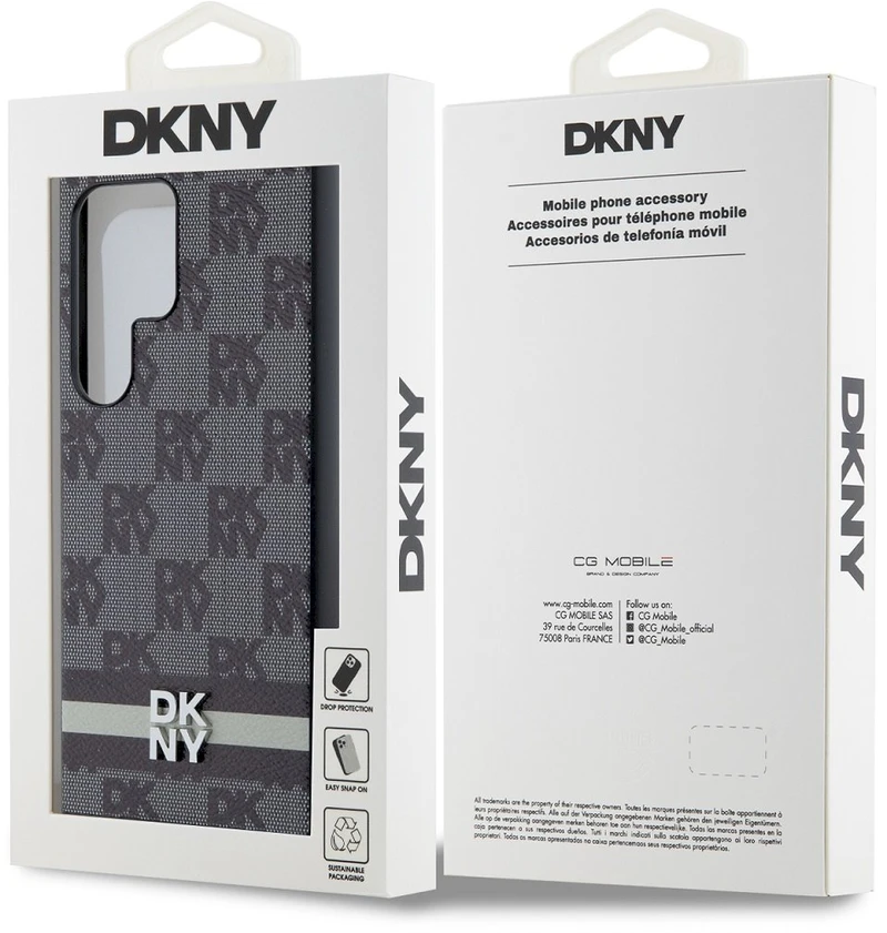 Samsung Galaxy S24 Ultra DKNY Odinis Dėklas Checkered Mono Pattern & Printed Stripes (DKHCS24LPCPTSSK) juodos spalvos
