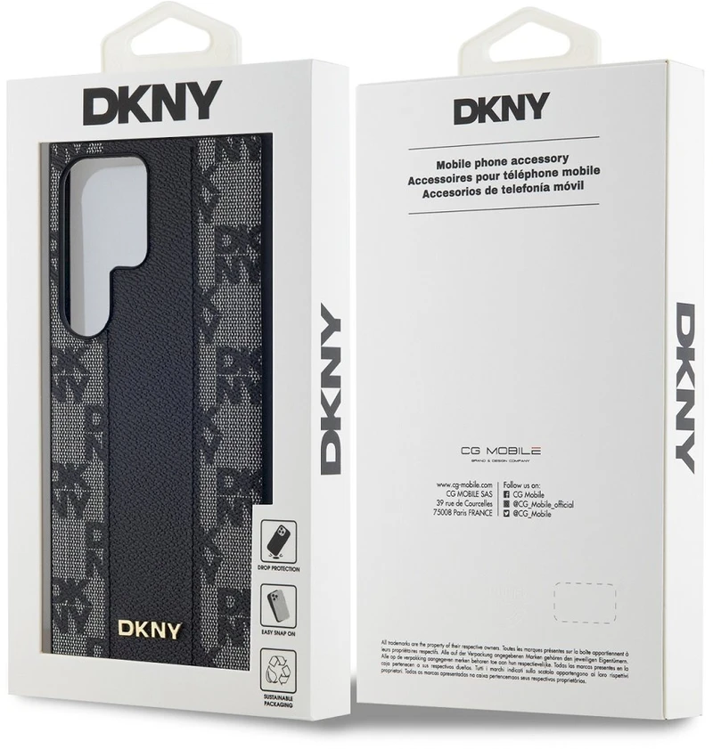 Samsung Galaxy S24 Ultra DKNY Hardcase Leather Checkered Mono Pattern MagSafe (DKHMS24LPCPVSLK) dėklas telefonui juodos spalvos