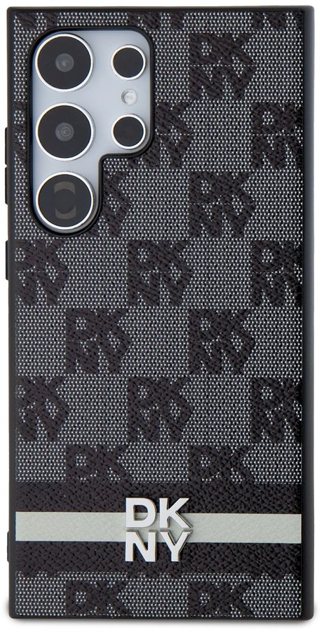 Samsung Galaxy S24 Ultra DKNY Odinis Dėklas Checkered Mono Pattern & Printed Stripes (DKHCS24LPCPTSSK) juodos spalvos