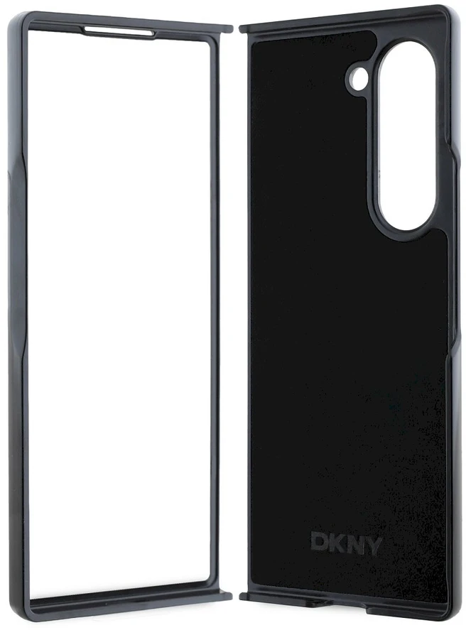 DKNY PU Leather Checkered Pattern and Stripe Samsung Galaxy Z Fold6 dėklas telefonui juodos spalvos