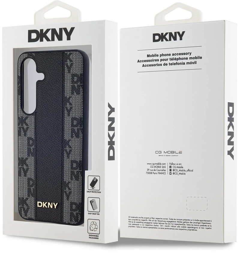 Samsung Galaxy S24 DKNY Hardcase Leather Checkered Mono Pattern MagSafe (DKHMS24SPCPVSLK) dėklas telefonui juodos spalvos