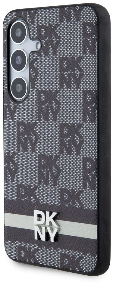 Samsung Galaxy S24 DKNY Odinis Dėklas Checkered Mono Pattern & Printed Stripes (DKHCS24SPCPTSSK) juodos spalvos