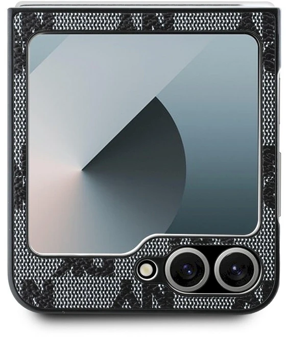 DKNY PU Leather Checkered Pattern and Stripe Samsung Galaxy Z Flip6 dėklas telefonui juodos spalvos