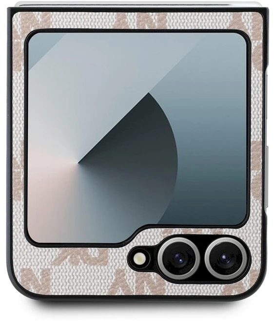 DKNY PU Leather Checkered Pattern and Stripe Samsung Galaxy Z Flip6 dėklas telefonui rožinės spalvos