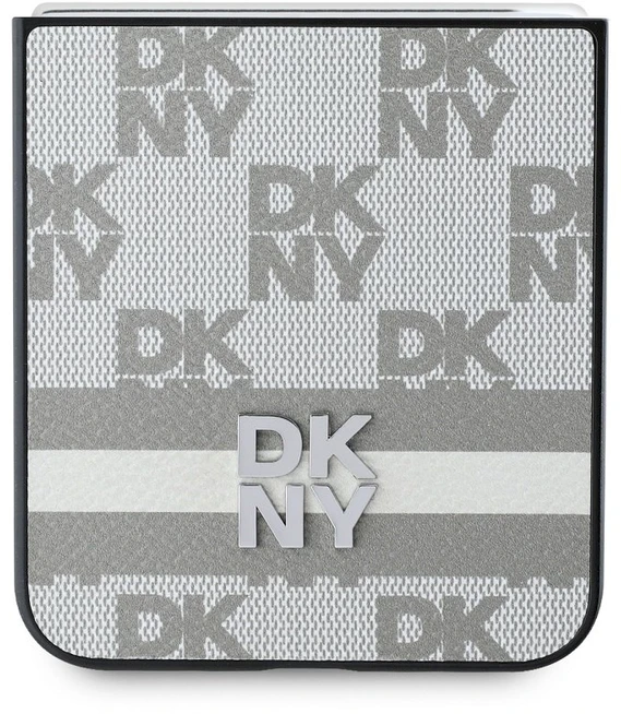 Dėklas DKNY PU Leather Checkered Pattern and Stripe Samsung Galaxy Z Flip6 rusvai gelsvas