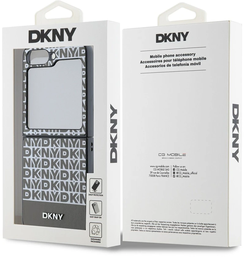 DKNY PU Leather Repeat Pattern Bottom Stripe Samsung Galaxy Z Flip6 dėklas telefonui rudos spalvos