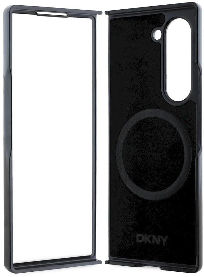 DKNY PU Leather Repeat Pattern Bottom Stripe MagSafe Samsung Galaxy Z Fold6 dėklas telefonui rudos spalvos