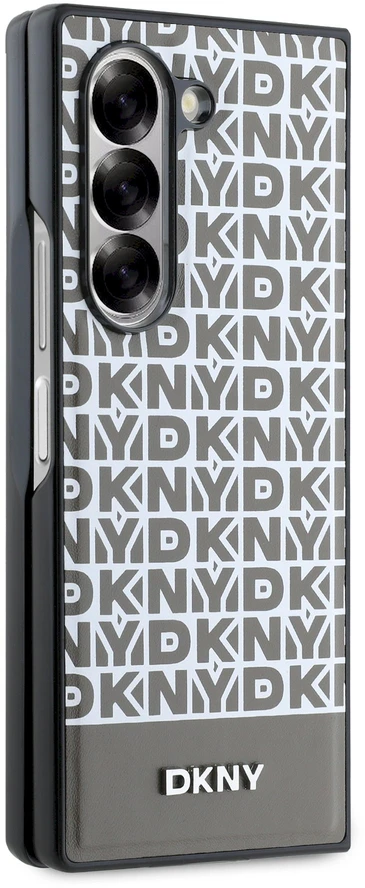 DKNY PU Leather Repeat Pattern Bottom Stripe MagSafe Samsung Galaxy Z Fold6 dėklas telefonui rudos spalvos