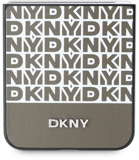 DKNY PU Leather Repeat Pattern Bottom Stripe Samsung Galaxy Z Flip6 dėklas telefonui rudos spalvos