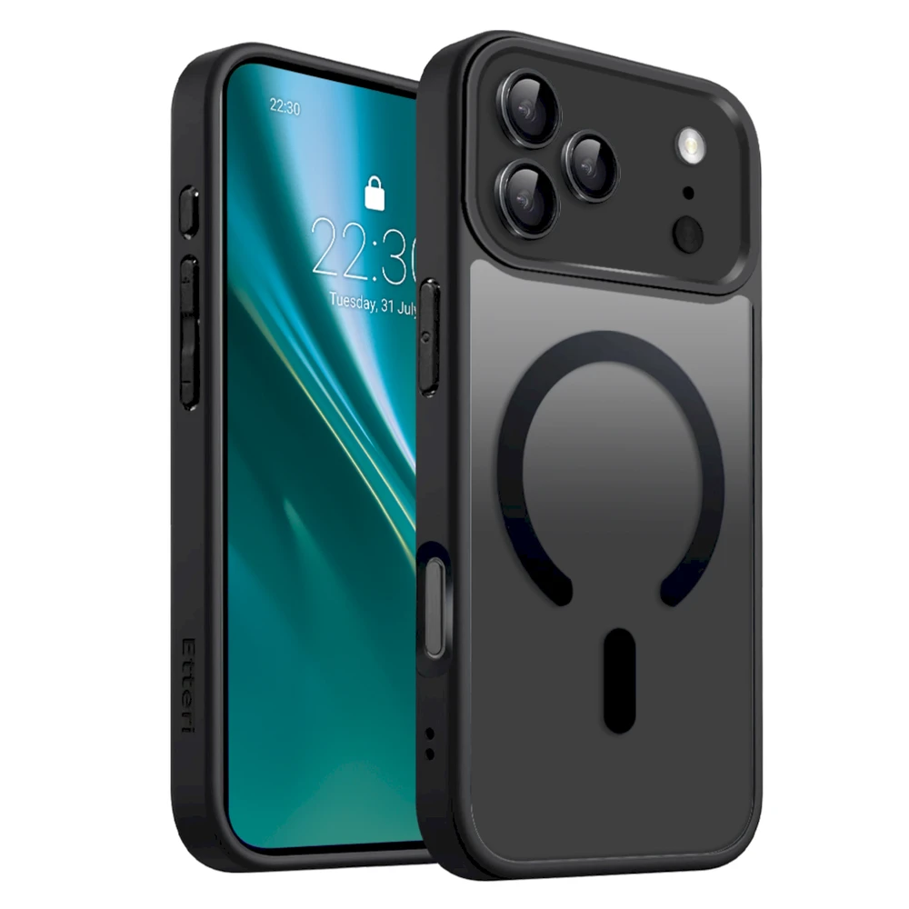 Etteri Matt Mag dėklas, skirtas iPhone 17 Pro Max / 18 Pro Max, juodas