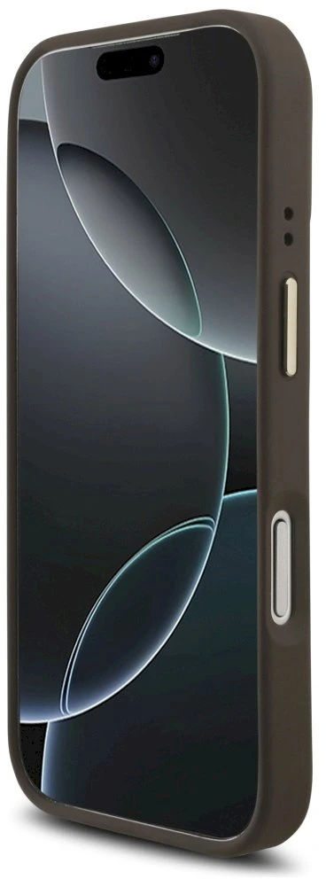 Guess 4G Big 4G Classic Logo Big Strap Metal Mygtukai dėklas skirtas Apple iPhone 17 Pro Brown
