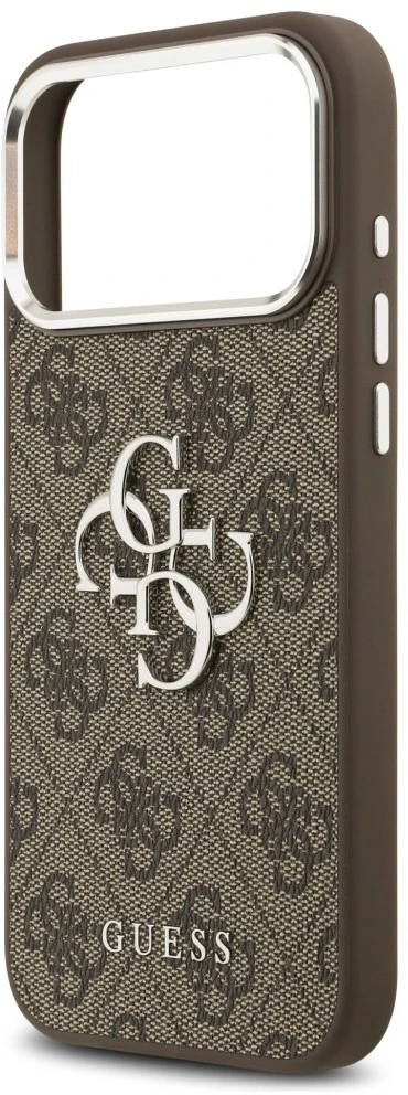 Dėklas Guess 4G Big 4G Classic Logo skirtas Apple iPhone 17 Pro Max rudos spalvos sidabro spalvos