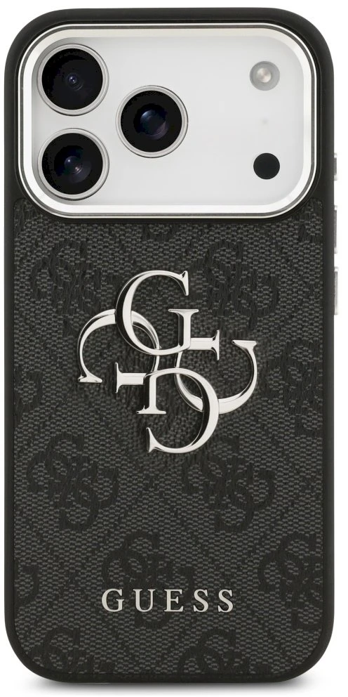 Dėklas GUESS case for IPHONE 17 Pro Max GUHCP17XP4G4SMCK (PU W/ Big 4G Classic Logo) sidabrinis juodas